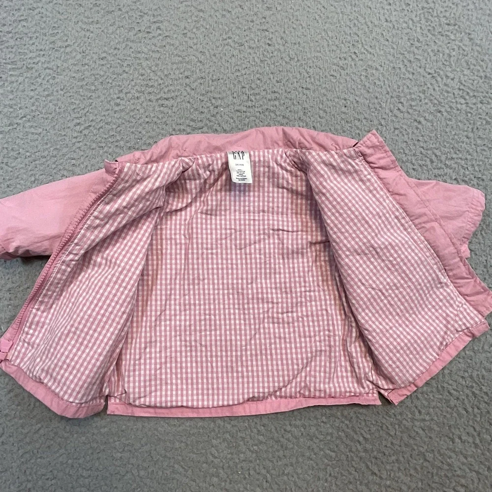 Baby GAP Jacket Girls 3-6 Months Pink Nylon Shell Cotton‎ Lined Zip Pockets